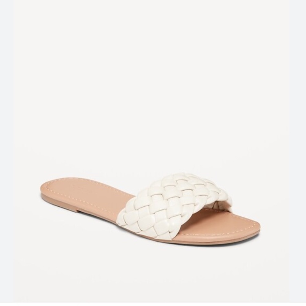 Old Navy Faux-Leather Braided Sandal Slides